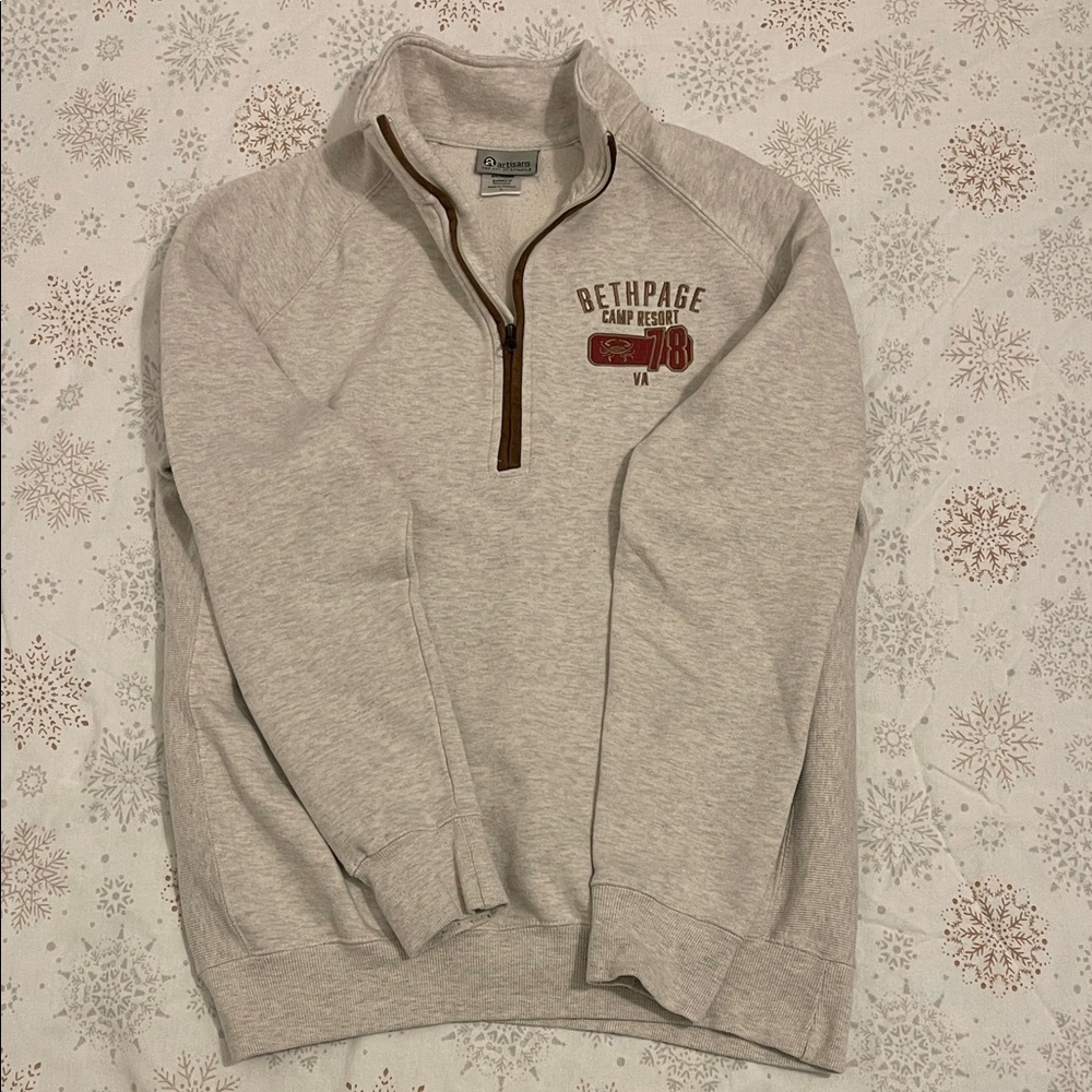 Artisan Men's Light Gray Quarter Zip Mid-weight Sweatshirt